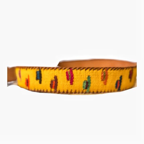 Hand Woven Yellow Guatemalan Adjustable Belt 38” - Picture 6 of 6